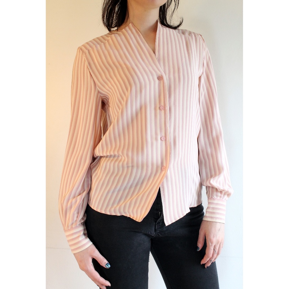 Vintage 60s Silk Striped Blouse